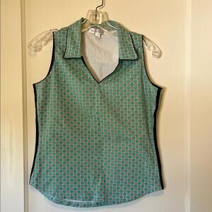 Bette and Court Green Patterned Sleeveless Top
